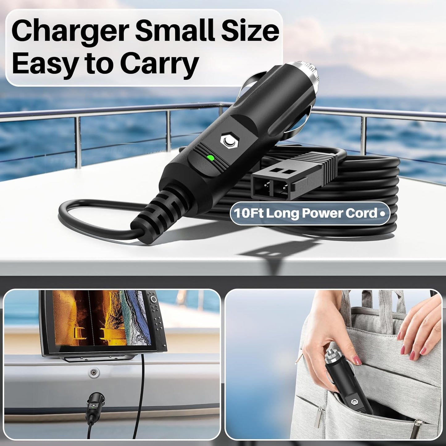 12V Power Cord for Humminbird Fish Finder Charger Fits for Humminbird for Helix 7/5/8/9/10/12/15, for All ICE for Helix, All ICE Flasher Models 720105-1 Fishfinders AC Adapter