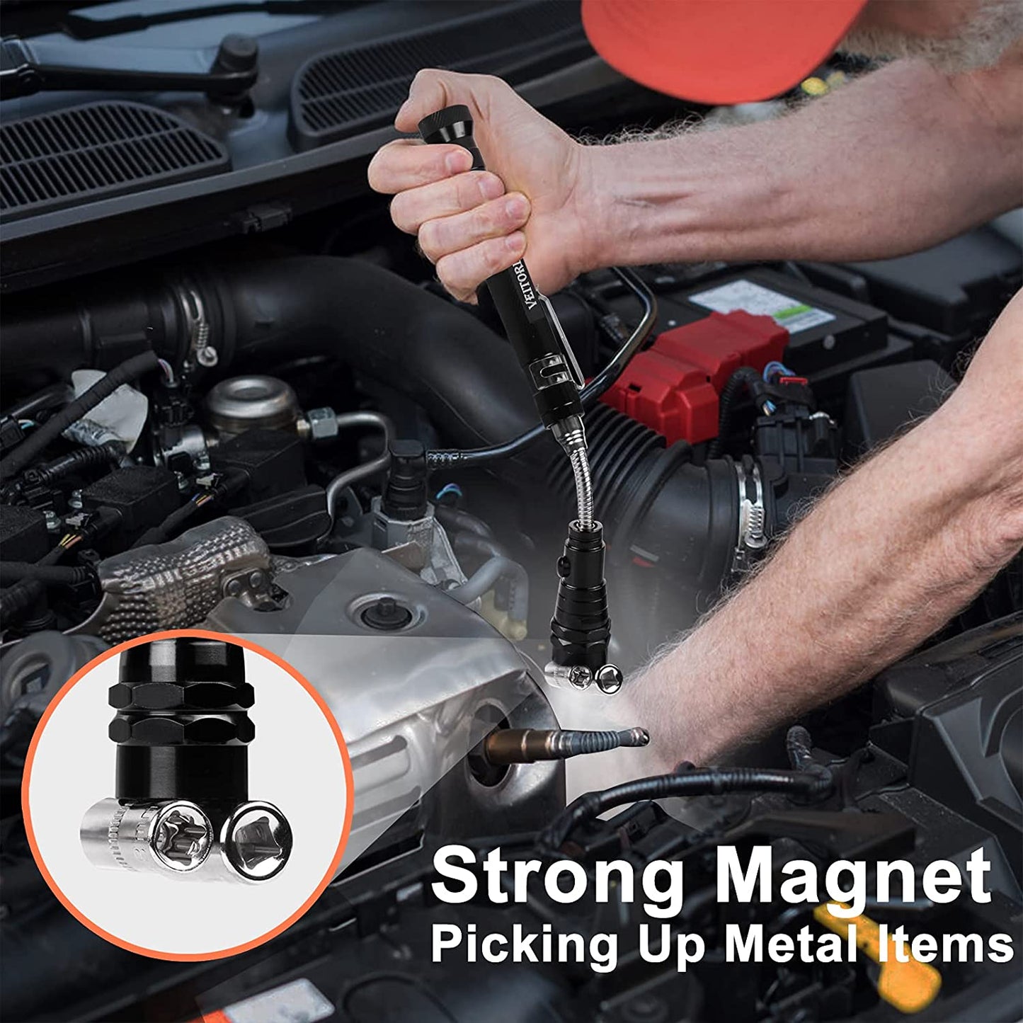 Gifts for Dad Men from Daughter Son Wife, Fathers Day, Extendable Magnetic Flashlight, Telescoping Magnet Pickup Tool, Cool Birthday Gifts for Father Grandpa Husband Boyfriend Women