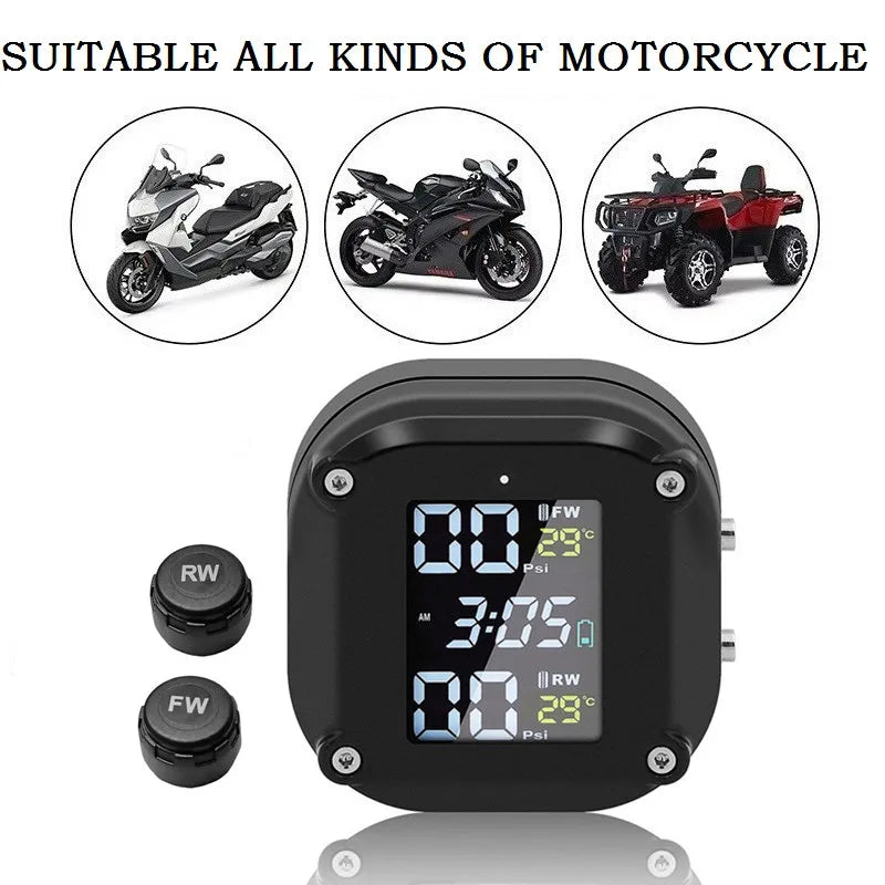 Motorcycle Tire Pressure Monitor Digital Display External Motorcycle Wireless Tire Pressure Detector