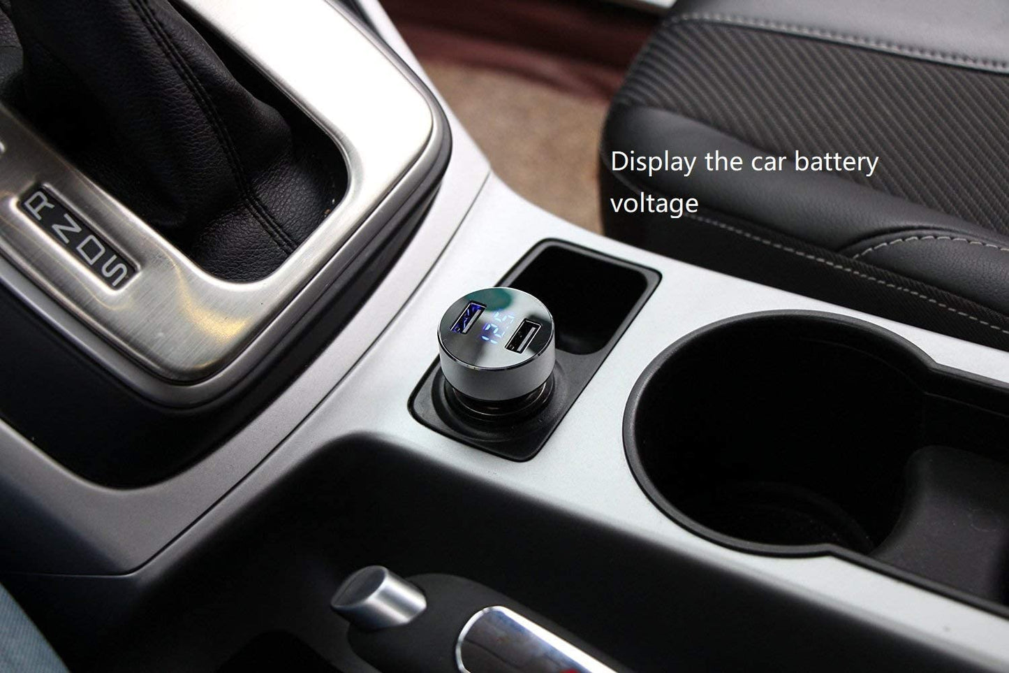 Dual USB Car Charger, 4.8A Output, 12/24 Volt USB Adapter Plug for Cigarette Lighter Voltage Meter, Compatible with Iphone,Ipad, Samsung Galaxy, LG, Google, Silver