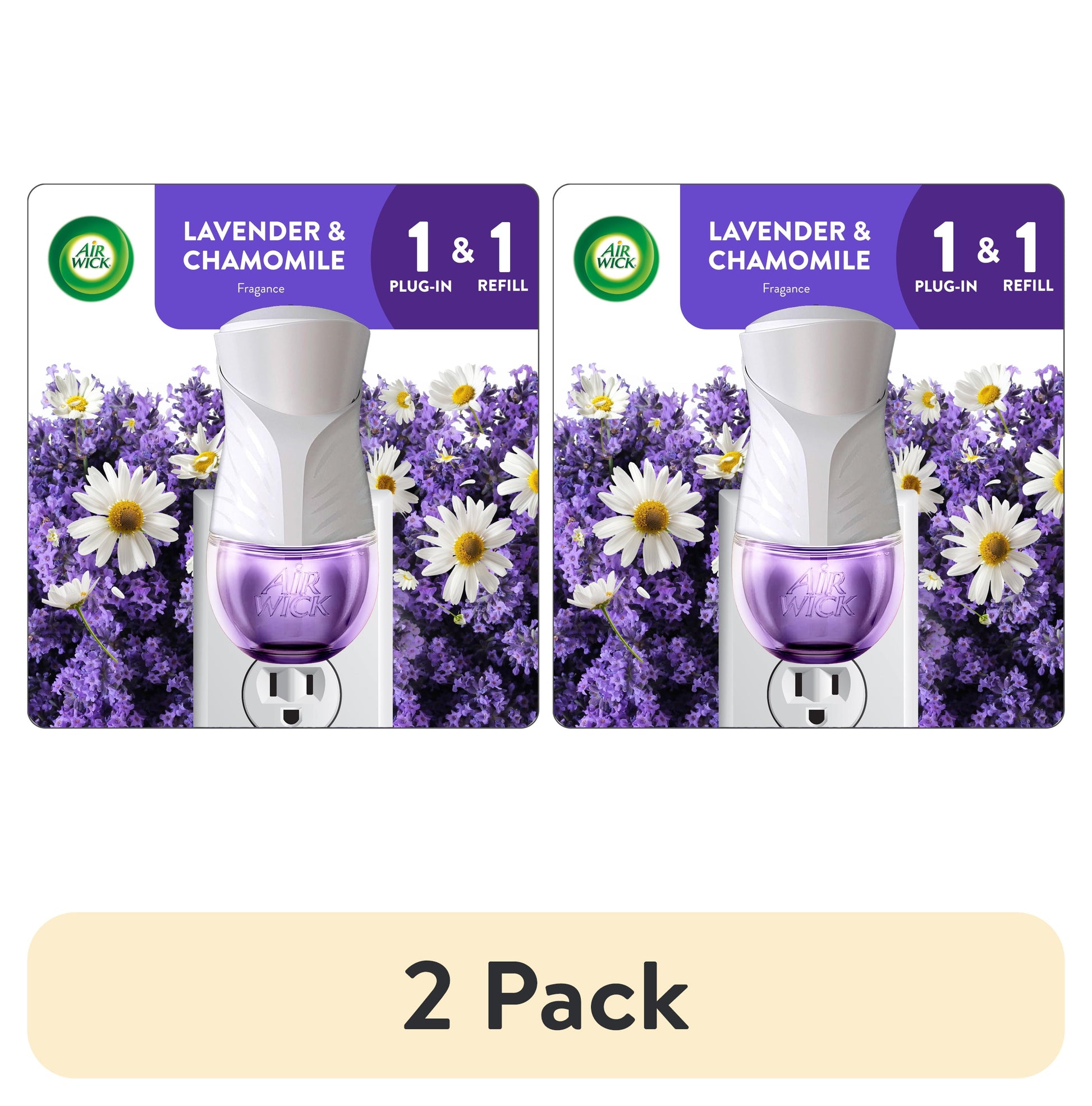 (2 Pack)  Plug-In Scented Oil Air Freshener Warmer Starter Kit, Lavender and Chamomile, 2 Piece