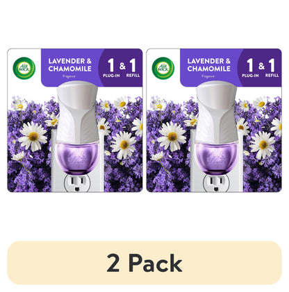 (2 Pack)  Plug-In Scented Oil Air Freshener Warmer Starter Kit, Lavender and Chamomile, 2 Piece