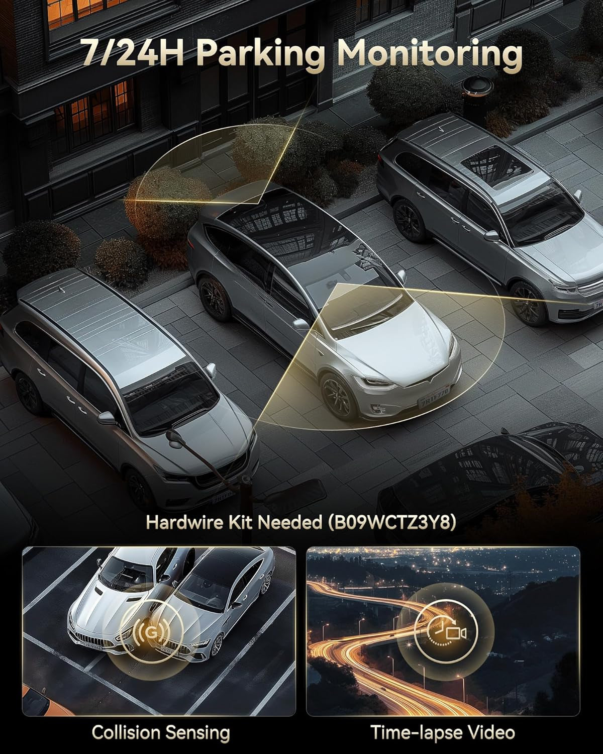 F77 4K+4K Front and Rear Dash Cam with HDR, Dual STARVIS 2 IMX678 Sensor, Voice Control Dash Camera for Cars with 128GB Emmc Storage, 5.8Ghz Wifi, 4'' Touch Screen, 24H Parking Mode