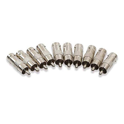 BNC to RCA (10 Pack) BNC Female to RCA Male, Connector, Adaptor, for CCTV