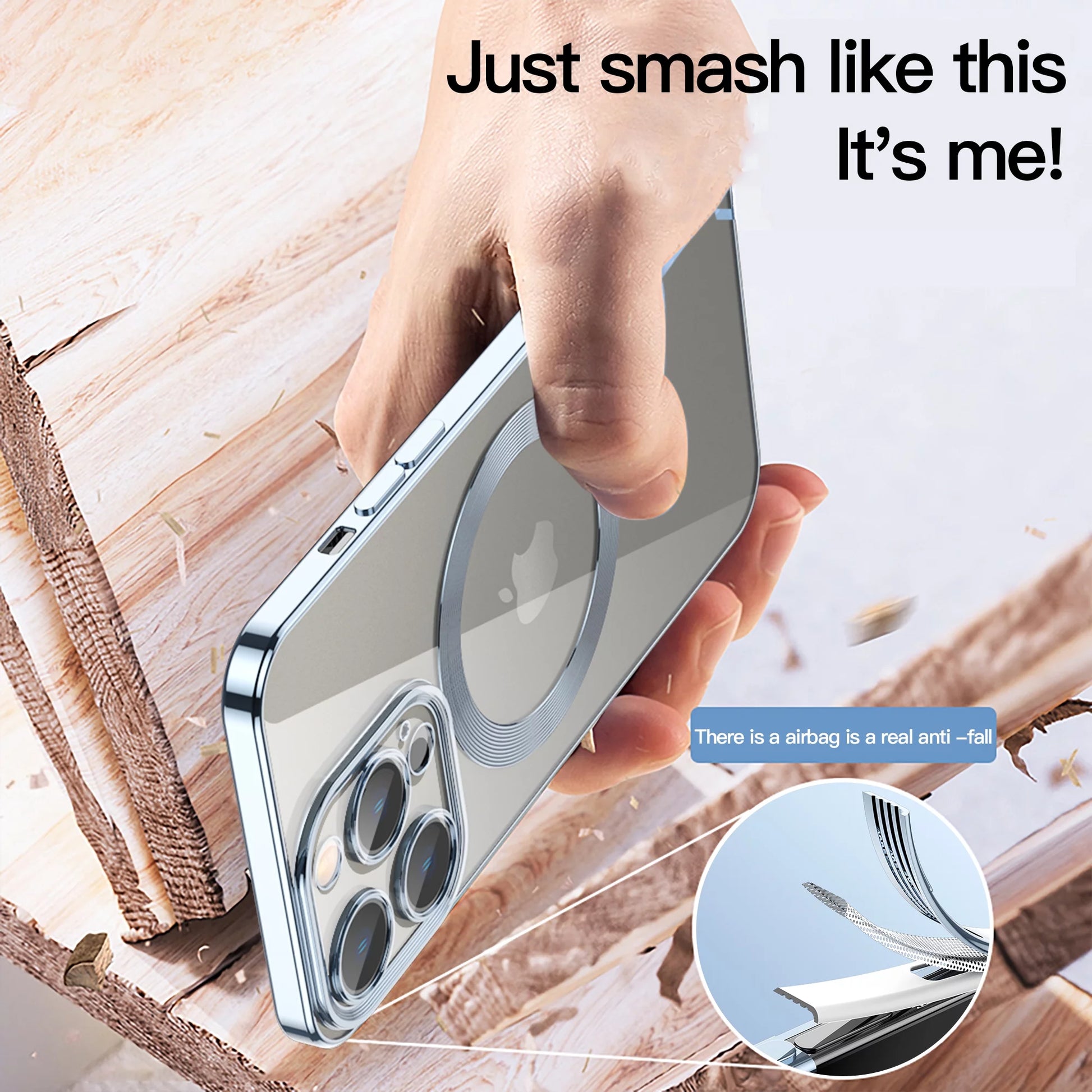 for Iphone 15 Pro Magsafe Case with Camera Lens Protector,Full Protection Clear Magnetic Case Compatible with Magsafe Anti-Scratch Cover for Apple Iphone 15 Pro 6.1" 2023,Blue