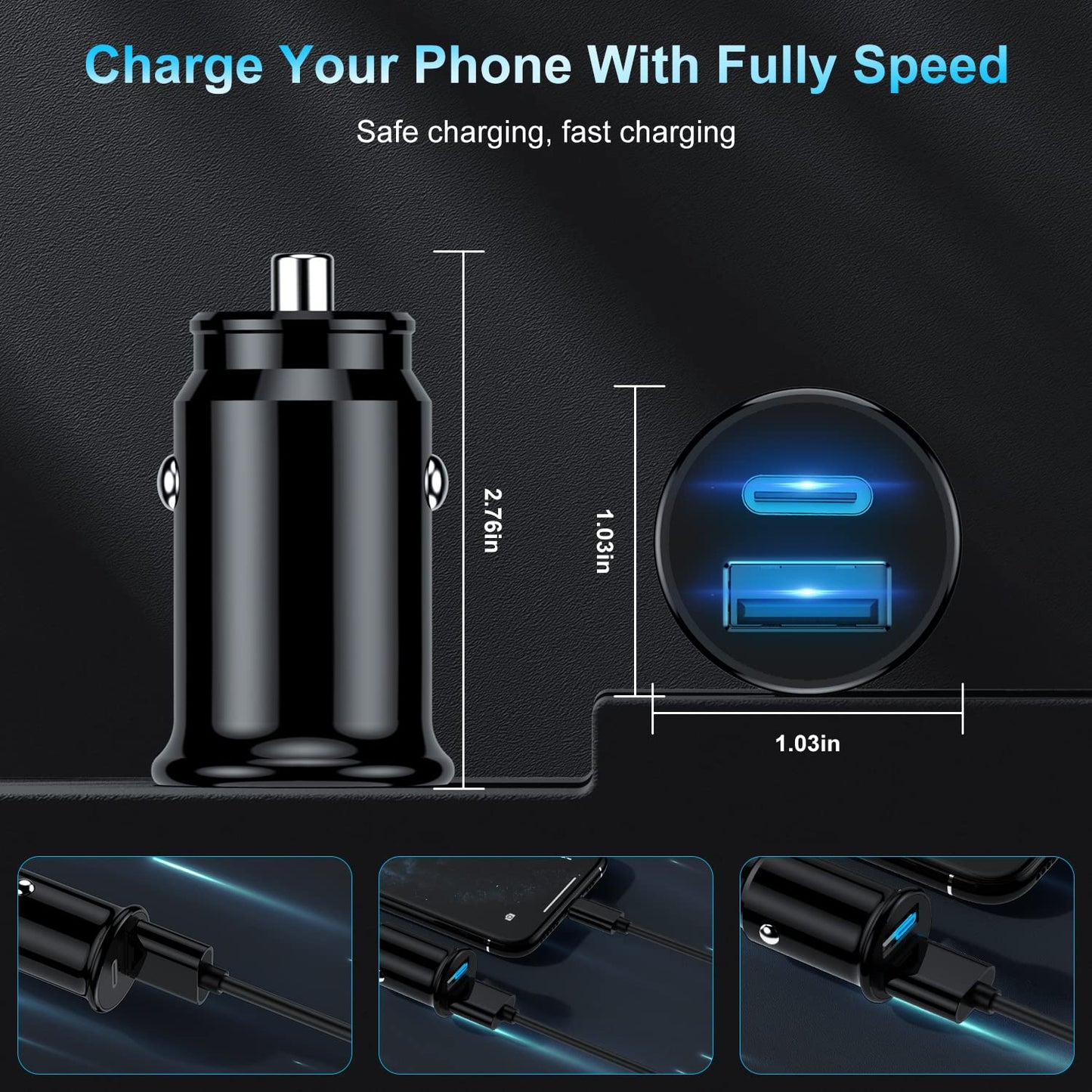 [Apple Certified] Iphone Fast Car Charger,Dual-Port USB a and USB C Charging Adapter with Two Lightning Cable, Type C Car Charging Plug for Iphone 14 Pro/13 Pro Max/12 Mini/11/Xs/Xr/X/8/Ipad