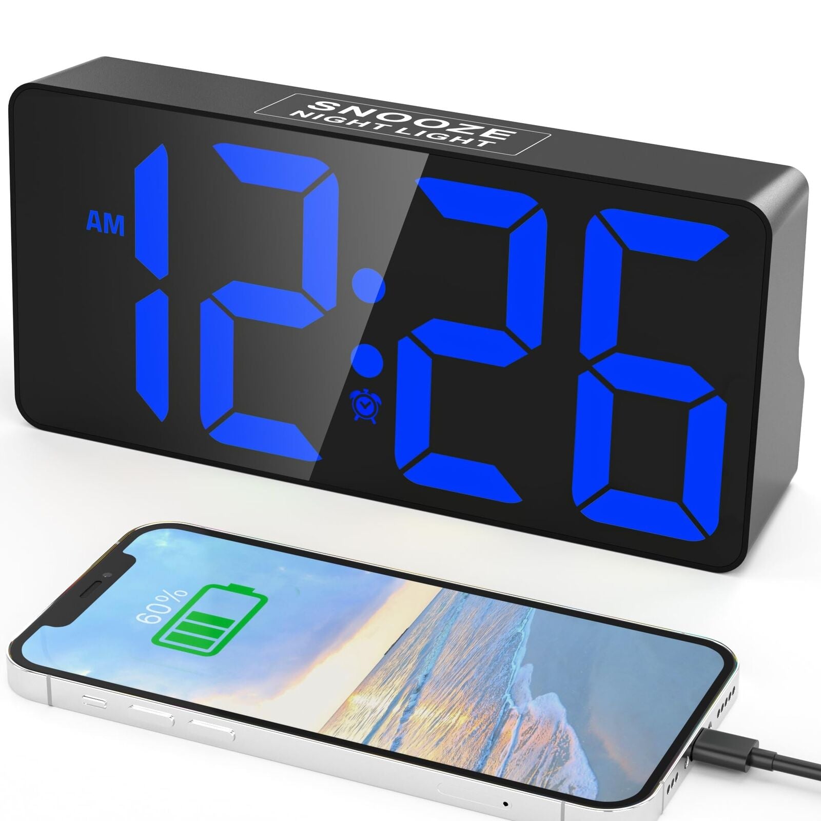 Alarm Clock for Bedroom 7 in Large Display Digital Clock with Dual Alarms&Us