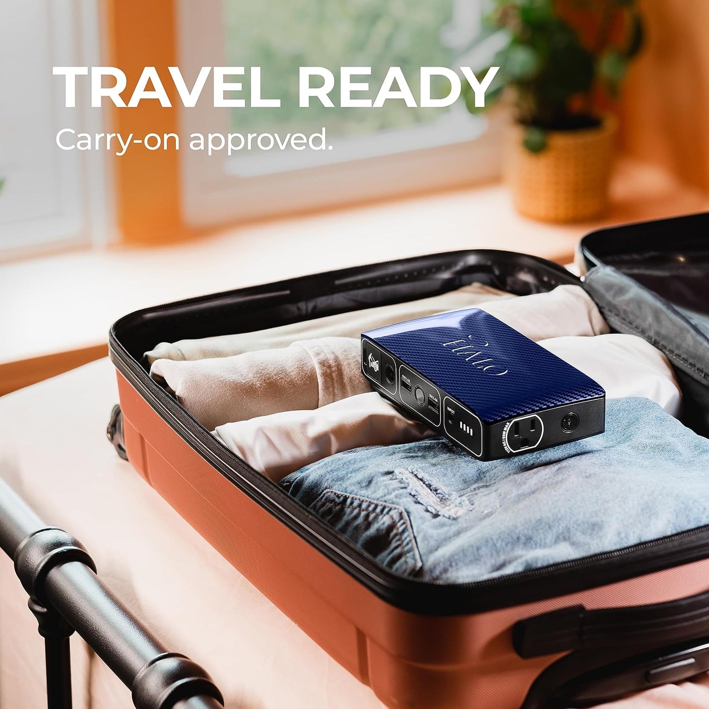 Bolt 58830 ACDC Portable Car Battery Jump Starter | 58.8Wh USB Power Bank with AC Outlet, Emergency Floodlight & Charger, Jumps Cars Suvs & Trucks, Powers Phones & Laptops, TSA Approved — Blue