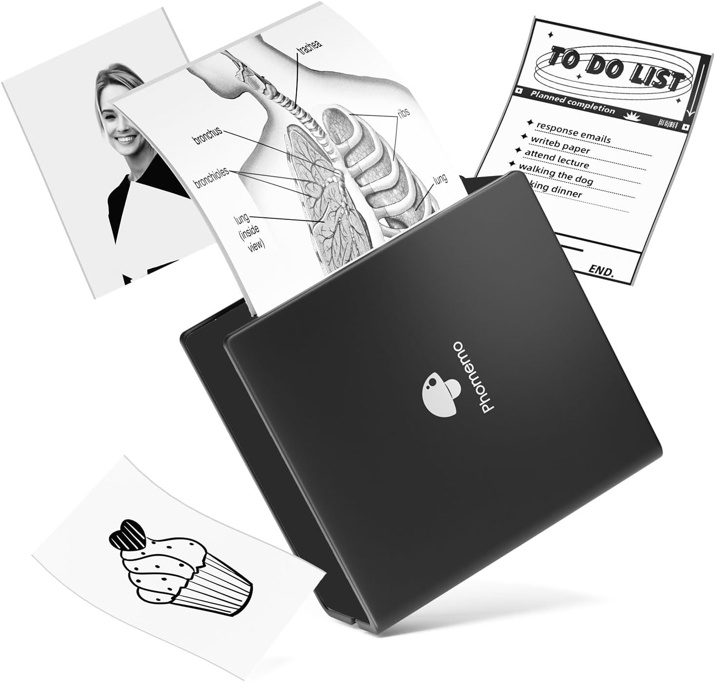 Mini Sticker Printer M02 Portable Inkless Sticker Printer, Compatible with Ios & Android, Print Pod for Phone, for Fun Christmas, Study Note, Memos, DIY Journal, Gift, for Kids Students, Black