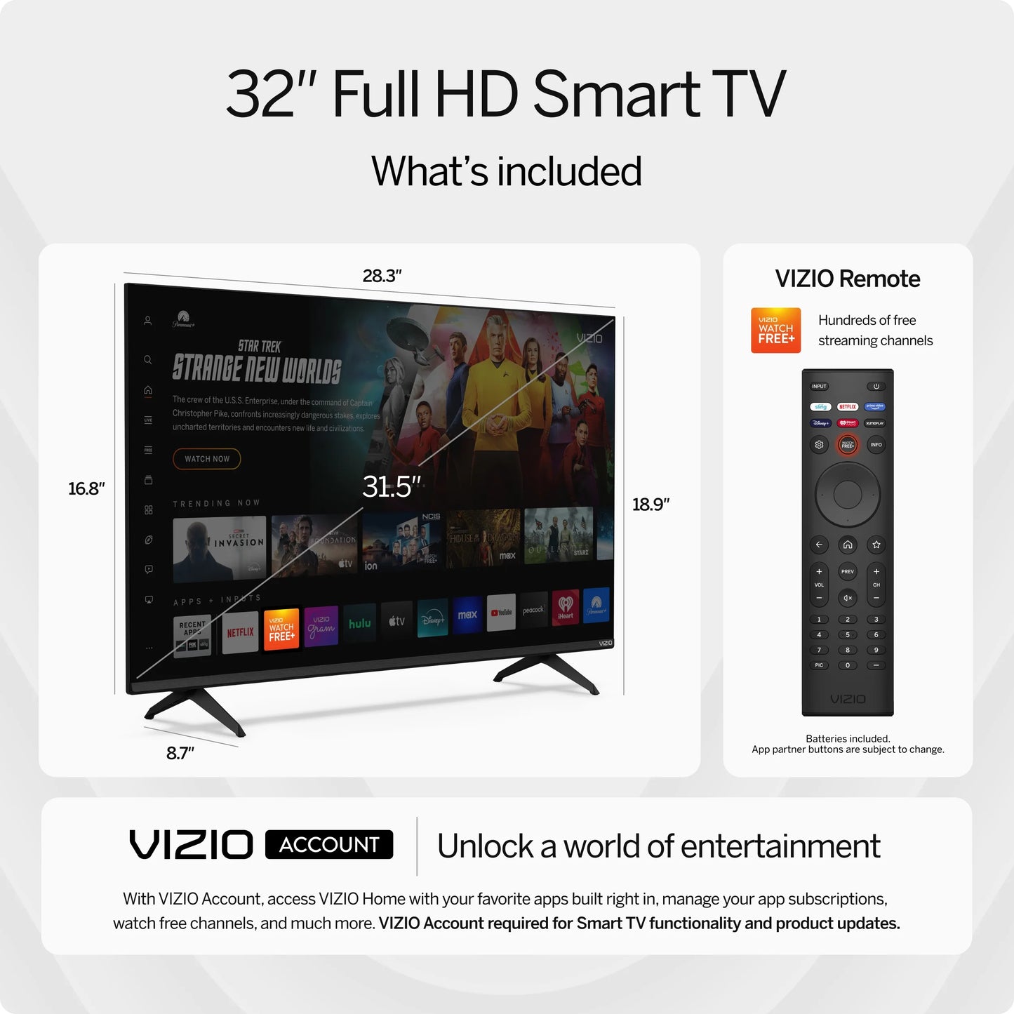 32” Class HD 720P LED Smart TV (VHD32M-08)