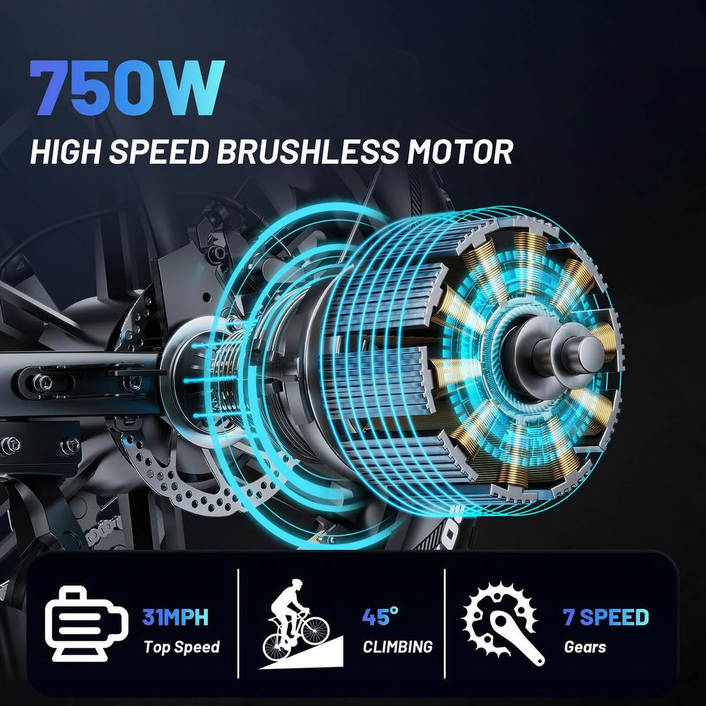 Electric Bike for Adults, 20" Ebike 750W 31 MPH, 48V 20Ah Battery, Mountain Bike UL2849