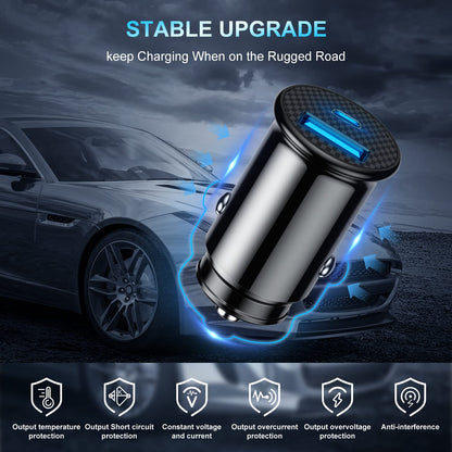 [Apple Certified] Iphone Fast Car Charger,Dual-Port USB a and USB C Charging Adapter with Two Lightning Cable, Type C Car Charging Plug for Iphone 14 Pro/13 Pro Max/12 Mini/11/Xs/Xr/X/8/Ipad