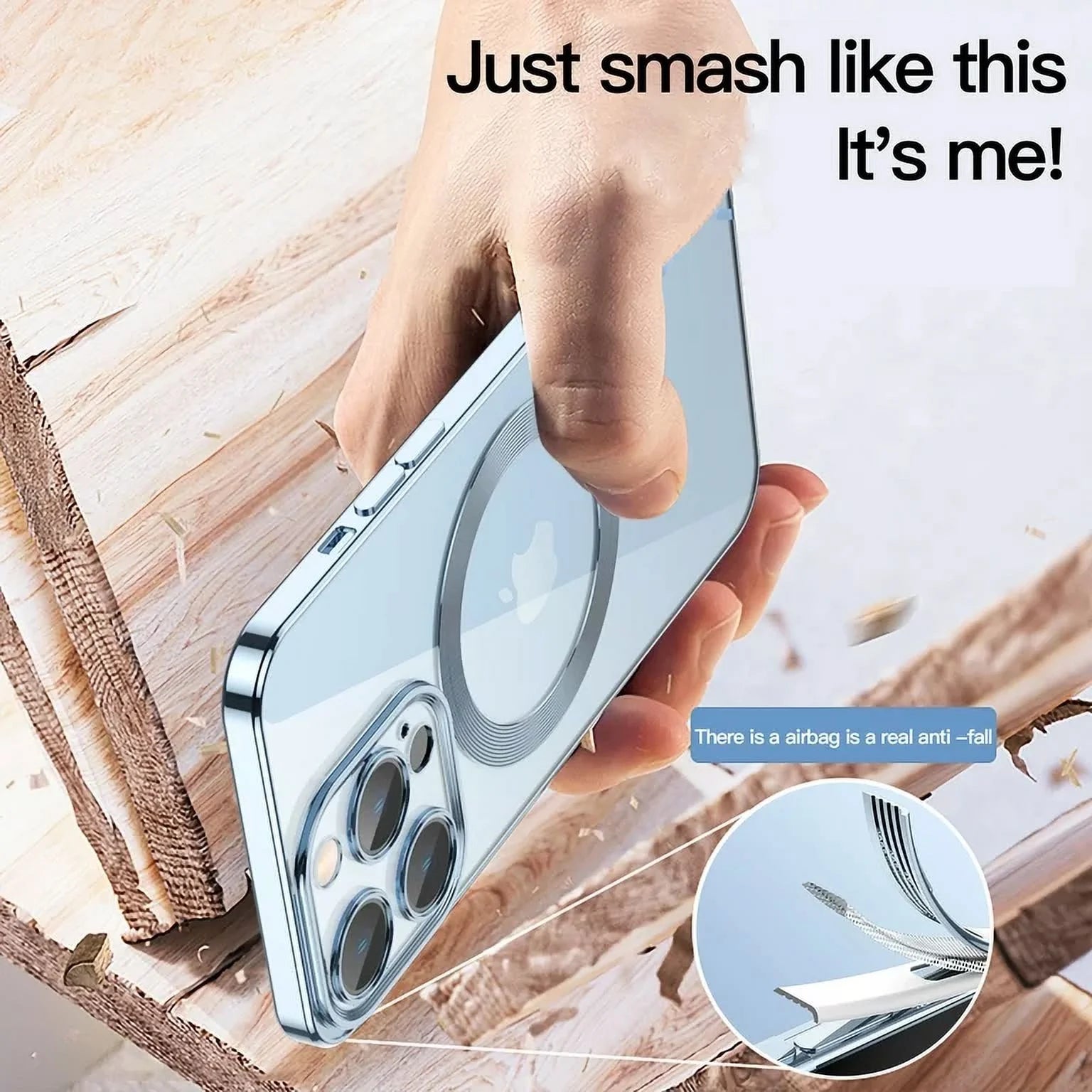 for Iphone 15 Pro Magsafe Case with Camera Lens Protector,Full Protection Clear Magnetic Case Compatible with Magsafe Anti-Scratch Cover for Apple Iphone 15 Pro 6.1" 2023,Blue