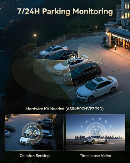 F77 4K+4K Front and Rear Dash Cam with HDR, Dual STARVIS 2 IMX678 Sensor, Voice Control Dash Camera for Cars with 128GB Emmc Storage, 5.8Ghz Wifi, 4'' Touch Screen, 24H Parking Mode