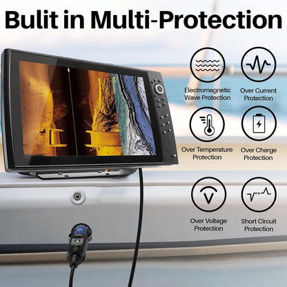 12V Power Cord for Humminbird Fish Finder Charger Fits for Humminbird for Helix 7/5/8/9/10/12/15, for All ICE for Helix, All ICE Flasher Models 720105-1 Fishfinders AC Adapter