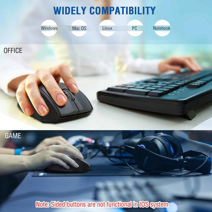 Wireless Mouse for Laptop, Portable Optical Computer Mouse, 6 Buttons, Cordless 2.4Ghz with USB Receiver, 5-Level 4800 DPI, 18 Months Battery Life, for PC Chromebook Windows Mac