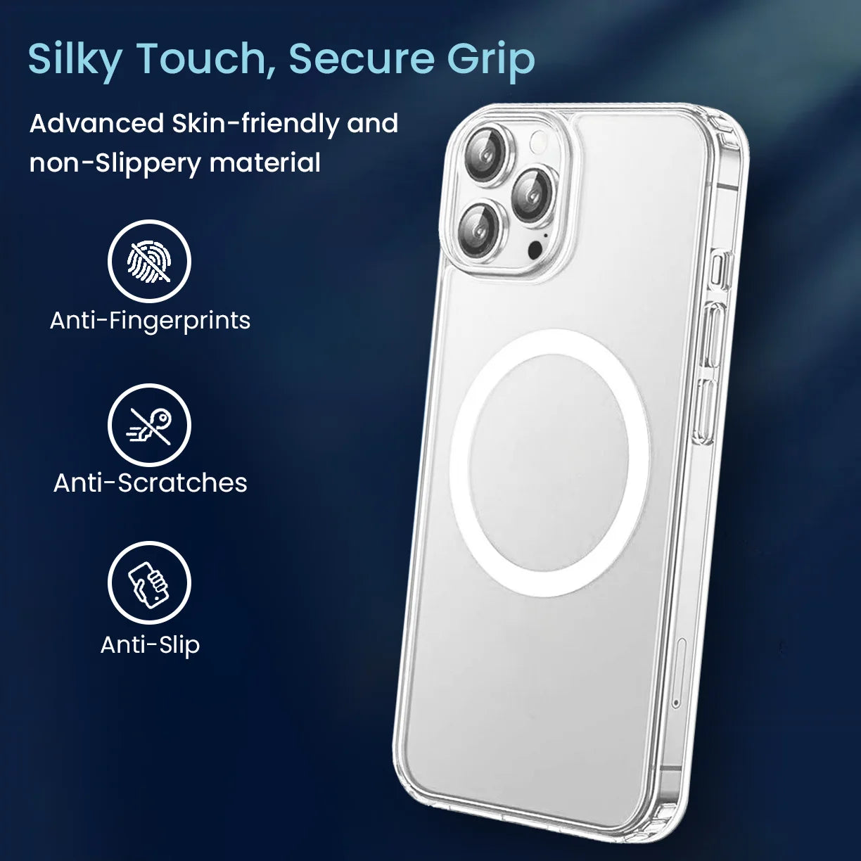 Magnetic Clear Case Compatible with Iphone 14 Pro Max, [Yellow Resistant] Slim Hard Back Cover