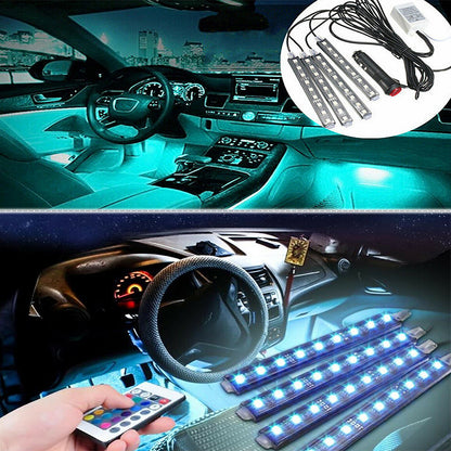 RGB LED Car Interior Accessories Floor Decorative Atmosphere Strip Lamp Lights