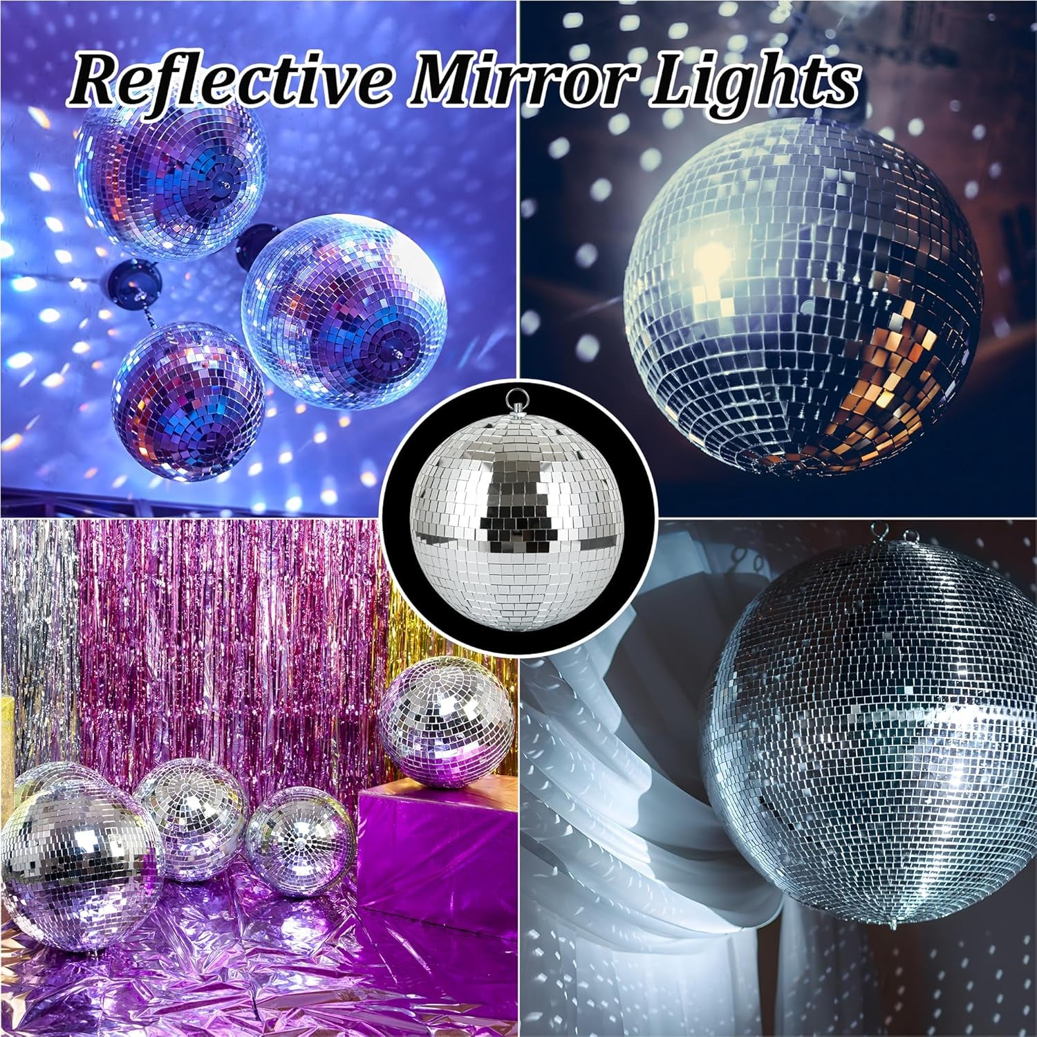 8" Disco Ball Decor Hanging Mirror Ball for Big Party Decorations Wedding Home