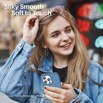 Shockproof Liquid Silicone Designed for Iphone 13 Pro Case Gel Rubber Comprehensive Protection Anti-Shock Cover Case Drop Protection 6.1Inch-Blue