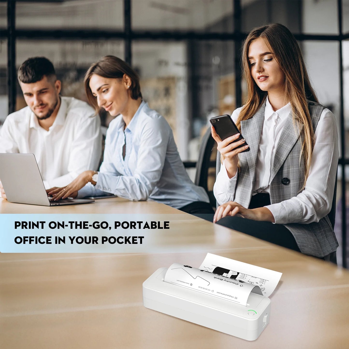Bluetooth Printer, 8.27" Wide A4 Paper, Portable Thermal Inkless Printer with APP