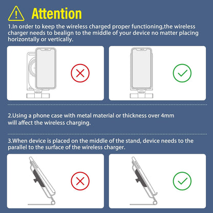 For Samsung S21 Ultra Wireless Charger Stand 15W/7.5W  Aluminum 2 in 1 Wireless Charging Station Dock Pad for Iphone 12 Pro Max/11 Pro Mas/Xs Max for Samsung S21 Note 20 Ultra (Grey)