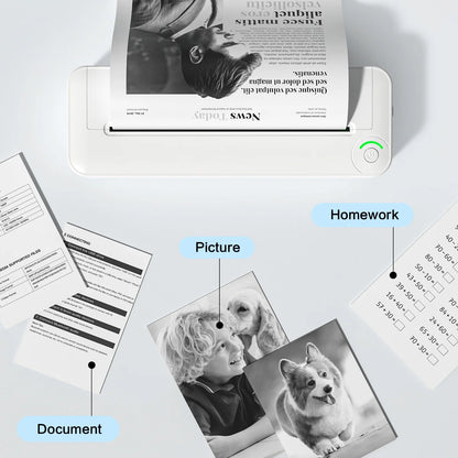 Bluetooth Printer, 8.27" Wide A4 Paper, Portable Thermal Inkless Printer with APP