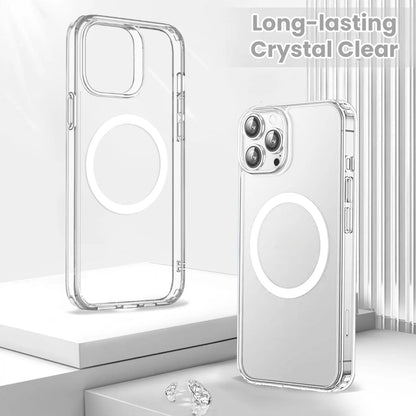 Magnetic Clear Case Compatible with Iphone 14 Pro Max, [Yellow Resistant] Slim Hard Back Cover