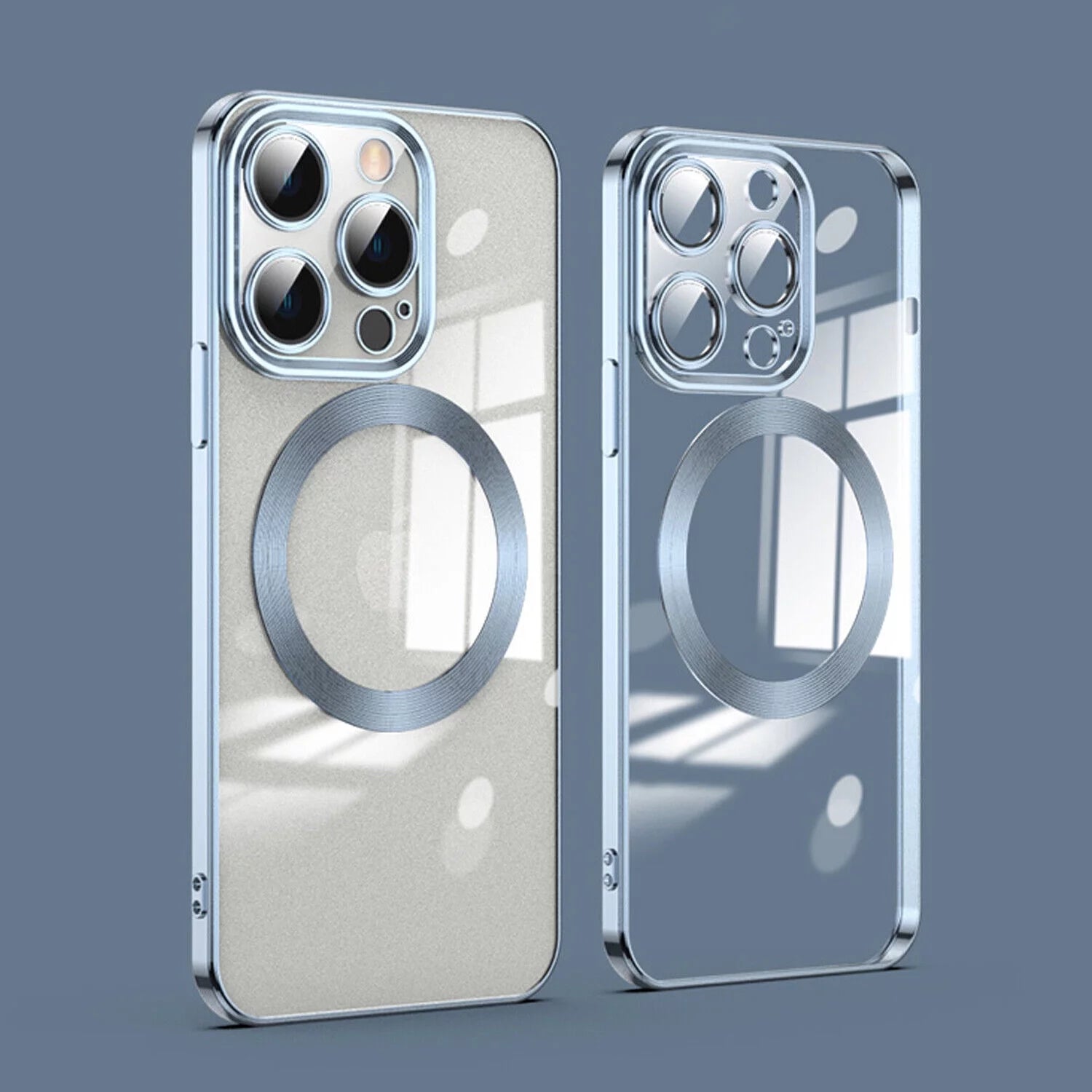 for Iphone 15 Pro Magsafe Case with Camera Lens Protector,Full Protection Clear Magnetic Case Compatible with Magsafe Anti-Scratch Cover for Apple Iphone 15 Pro 6.1" 2023,Blue