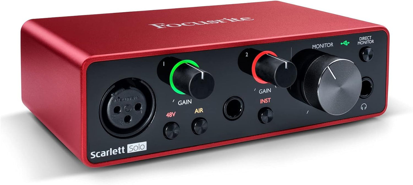 Scarlett Solo Studio 3Rd Gen USB Audio Interface Bundle for the Guitarist, Vocalist or Producer with Condenser Microphone and Headphones for Recording, Songwriting, Streaming, and Podcasting