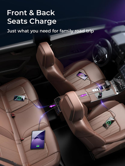 Car Charger USB C 90W 4-Port Car Phone Charger Compatible with Iphone 16/15/14/13/12 Pro Max plus [A Must for Family Travel] Super Fast Charging Cigarette Lighter Adapter Port