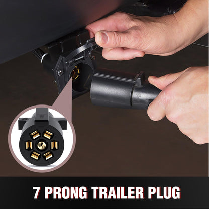 12Feet 7Way Heavy Duty 7 Pin Plug Inline Trailer Cord for Truck Camper Blade Molded RV Cable Wire Weatherproof & Corrosion Resistant-12Ft, 2 Years Warranty