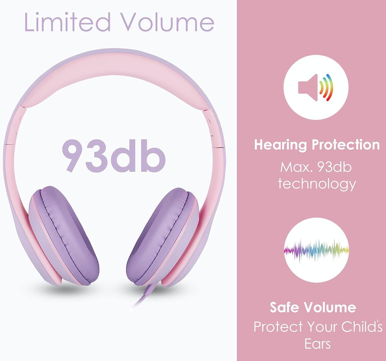Kids Headphones Volume Limited over Ear Headphones for Kids Headphones for Children Boys Girls Toddler Ideal for Tablet, Smartphone, Laptop Headset for School, Travel