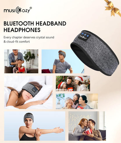 Sleep Headphones Bluetooth 5.4 Headband, Wireless Earphones Music Sleep Earbuds Sleeping Eye Mask with HD Stereo Speakers for Workout Running Travel Yoga, Ideal Gifts for Women Men