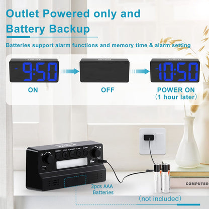 Alarm Clock for Bedroom 7 in Large Display Digital Clock with Dual Alarms&Us