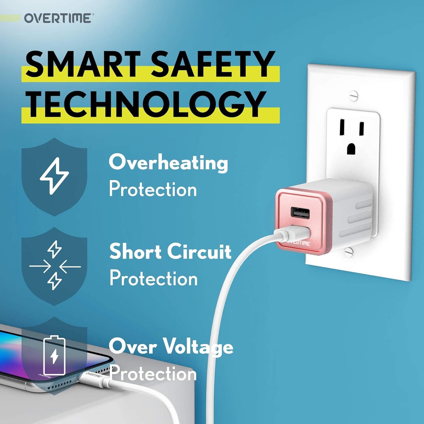 Iphone Charger Set,  Apple Mfi Certified Lightning Cable with Dual USB Wall Adapter 2.4 AMP Compatible W/Iphone 11 Pro Max XS XR X 8 7 6S 6 plus SE Airpods Ipad (Rose Gold/White, 4Ft)