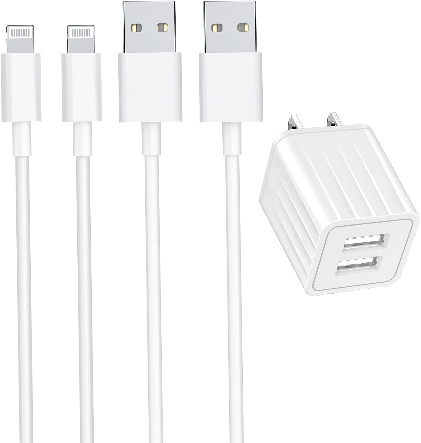 [Apple Mfi Certified] Iphone Charger,  2 Pack 6FT Lightning to USB Fast Charging Data Sync Transfer Cord & Dual Port USB Wall Charger Plug Compatible with Iphone 12/12 Pro/11/Xs/Xr/X 8 7 6/Ipad