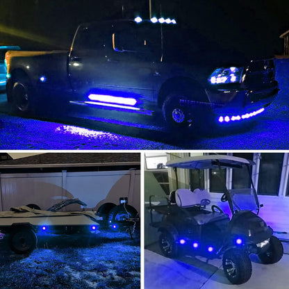 10 PCS 3/4 Inch round LED Clearance Light Front Rear Side Indicator Bullet Marker Lamp for Truck RV Car Bus Trailer Van Caravan Boat, Blue