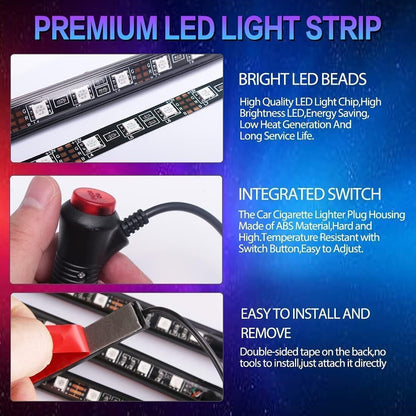 RGB LED Car Interior Accessories Floor Decorative Atmosphere Strip Lamp Lights
