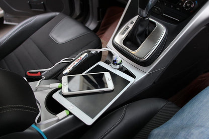 Dual USB Car Charger, 4.8A Output, 12/24 Volt USB Adapter Plug for Cigarette Lighter Voltage Meter, Compatible with Iphone,Ipad, Samsung Galaxy, LG, Google, Silver