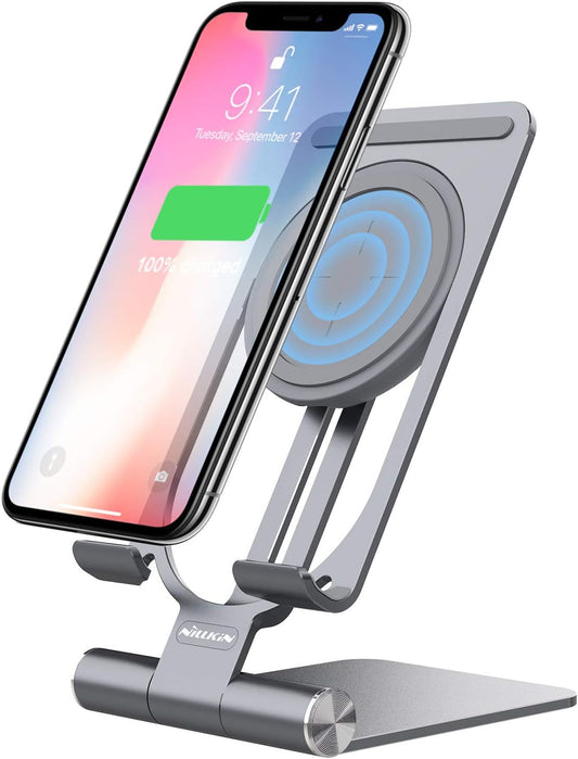 For Samsung S21 Ultra Wireless Charger Stand 15W/7.5W  Aluminum 2 in 1 Wireless Charging Station Dock Pad for Iphone 12 Pro Max/11 Pro Mas/Xs Max for Samsung S21 Note 20 Ultra (Grey)